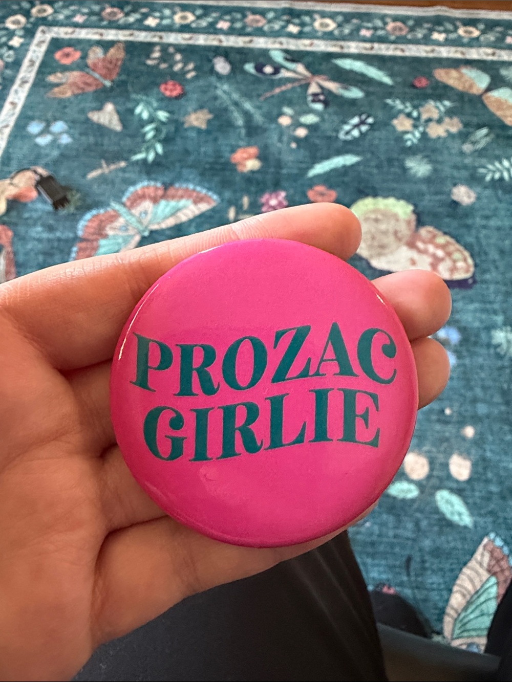 Prozac Girlie Pink Button Pin